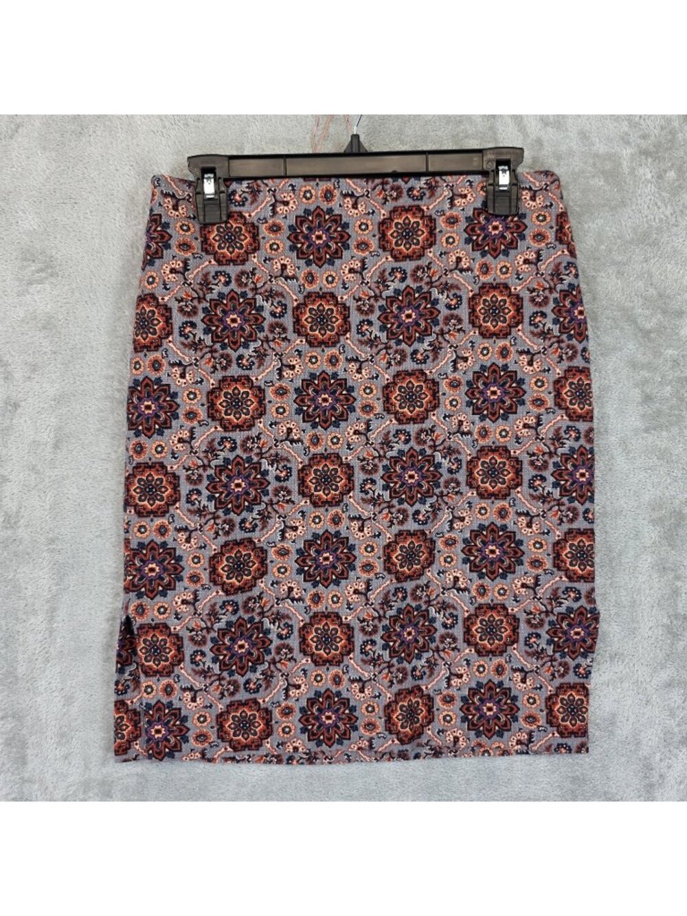 LOFT Skirt Womens 6P Multicolor Floral Jacquard Pencil Knee Length Zip Work